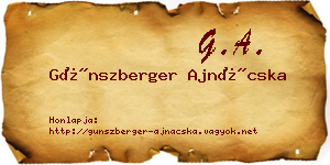 Günszberger Ajnácska névjegykártya